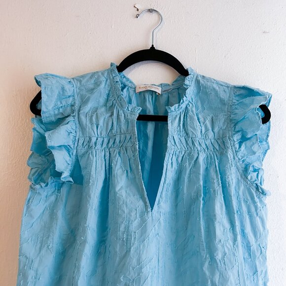 RAMY Brook New York Wendy Ruffle Top in SKY Blue SZ S - Picture 6 of 10